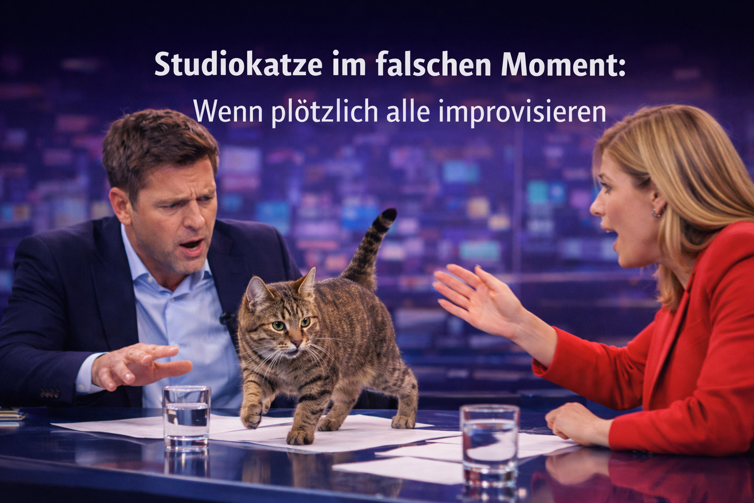 Illustration: Katze läuft durchs Studio